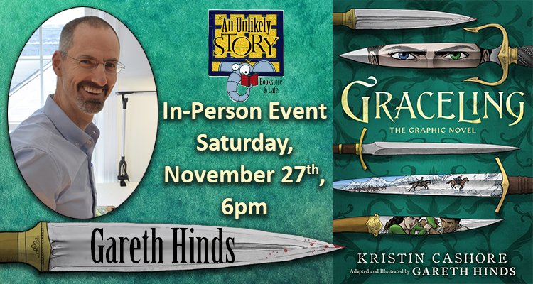 unlikelybkstore's tweet photo. On 11/27, brilliantly talented artist @garethhinds will introduce his newest #graphicnovel adaptation, #GRACELING, the beloved #YAfantasy by @kristincashore. Gareth will discuss creating the book & conduct a #drawingdemo. Register to attend for free @ https://t.co/QUIYJ1Mkyn https://t.co/aTwSHNcWSB