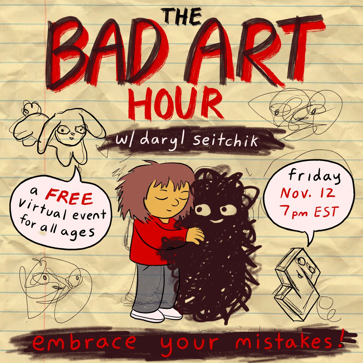 comicsworkshop's tweet photo. Join us tonight to make some BAD ART! Pre-register to join in!
https://t.co/ocG7omC7Q6
#comics #comic #comix #makingcomics #comicideas #startmakingcomics #sawdrawjam #fridaynightcomics #saw #comicsworkshop #comicworkshop #comicart #letsmakecomics #drawing #doodle #doodling https://t.co/LGvIecF5hC