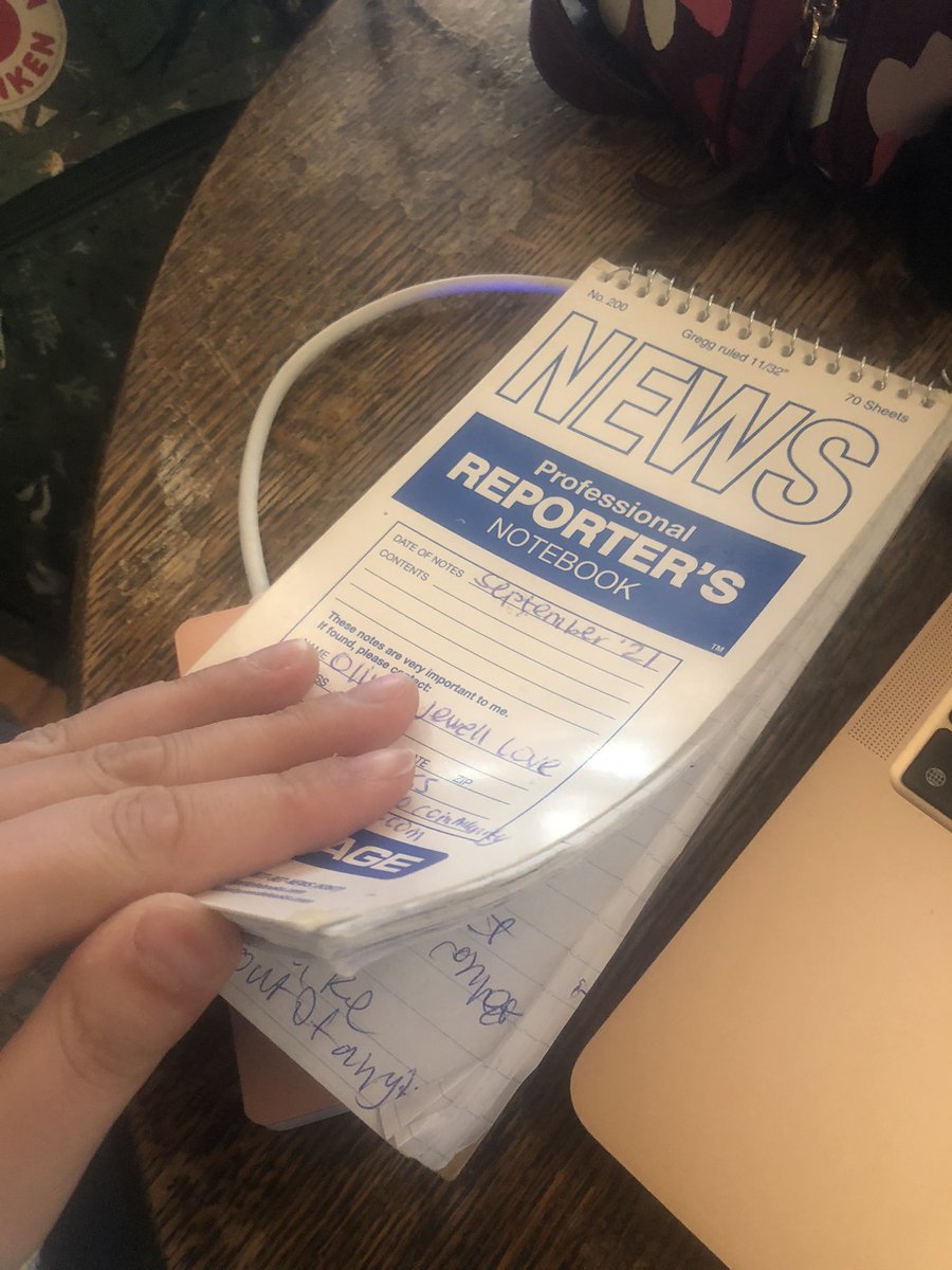 Officially finished my first reporter’s notebook as a professional journalist.