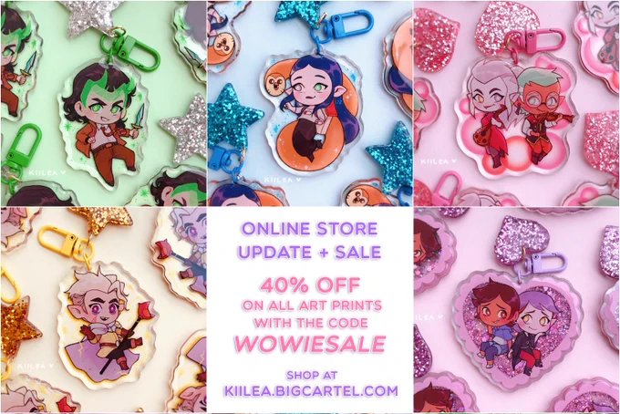 KIILEA online store update + sale!    early black friday - 40% off on all art prints with the code WOWIESALE new #theOwlHouse merch, restock of the #thanzag standee along with Loki and Scarlet Witch! retweets appreciated, thank you!  