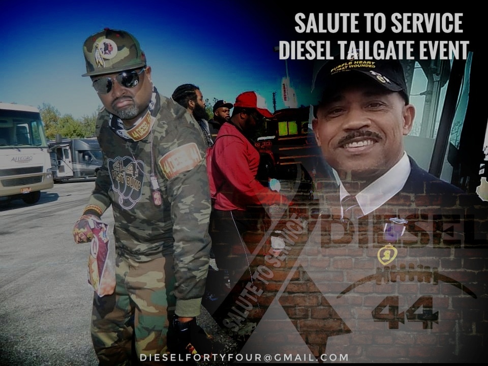 DIESEL70CHIP's tweet photo. DPR - DIESEL PRESS RELEASE

Our Official Annual Salute To Service Tailgate Event.

FEDEX FIELD, beginning at 10:30am.  We will have joining us the first ever NFL Hall of Fame Inductee Purpleheart Heart-Suicide aka Charles Eggleston.

Stay Connected at Dieselfortyfour@gmail.com https://t.co/ZdwZDqBxml
