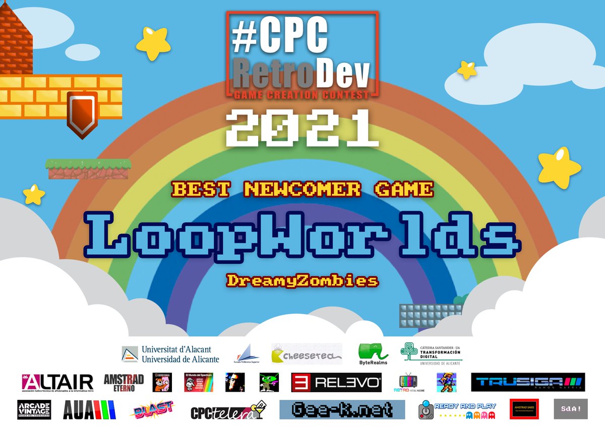CPCRetroDev's tweet photo. Our sponsor Ready&amp;Play awards the Best Newcomer Game. The winner is LoopWorlds. Congratulations to the students who created it!

#Amstrad #AmstradCPC #GameDev #IndieDev #UAGames #retrogaming #8bits https://t.co/LMWmkpbipb
