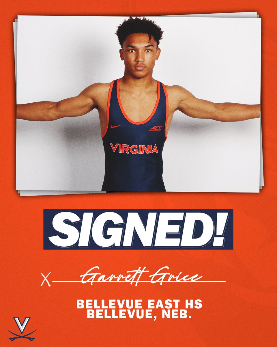 UVAWrestling's tweet photo. ✍️ 𝓢𝓲𝓰𝓷𝓮𝓭

Welcome to the UVA family, Garrett Grice! Wahoowa!

#GoHoos 🔶🔷 | #TheVirginiaWay ⚔️💪| #NSD21 https://t.co/Gxx5F8JU8f