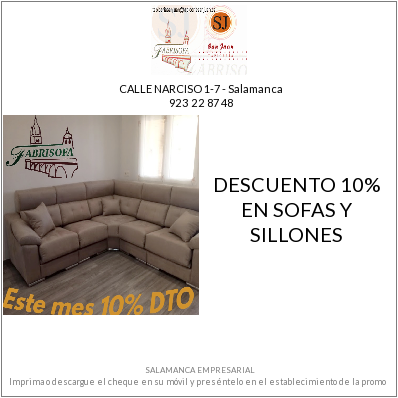 SaEmpresarial's tweet photo. Cheque promocional de la empresa #Fabrisofa en https://t.co/Z1pAKeWvbV
Descuento del 10% en sofás y sillones
¡Descarga el cheque en el siguiente enlace y ahorra!
https://t.co/lsIAIhYCuO
#salamancaempresarial #promocionesalamanca  #compraensalamanca #comerciodesalamanca #salamanca https://t.co/46Abhv2lGU
