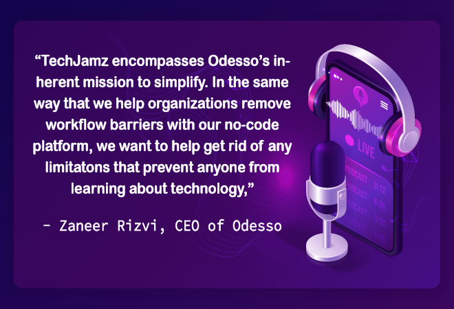 OdessoOfficial's tweet photo. Odesso is excited to share our new tech-focused podcast, TechJamz! 

Episode one airs today, November 12th at 1 PM PST on @RukusAveRadio !

Click the link below to listen live as we share the latest technology trends, ideas, and innovations.

LINK: https://t.co/KxAf9pqvpZ https://t.co/sae8Qb8p7G