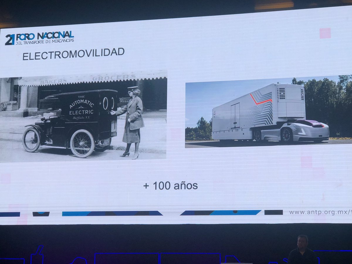 Flotillera's tweet photo. Los vehículos eléctricos tienen más de cien años en el mercado, y ofrecen menor costo de energía ( 80%) por kilómetro recorrido, menos emisiones, ahorro aproximado de 48% en mantenimiento y una mayor vida útil de acuerdo con 
@RicardoCortazar de #Innotran #ForoANTP2021 https://t.co/z2Hfm6a91y
