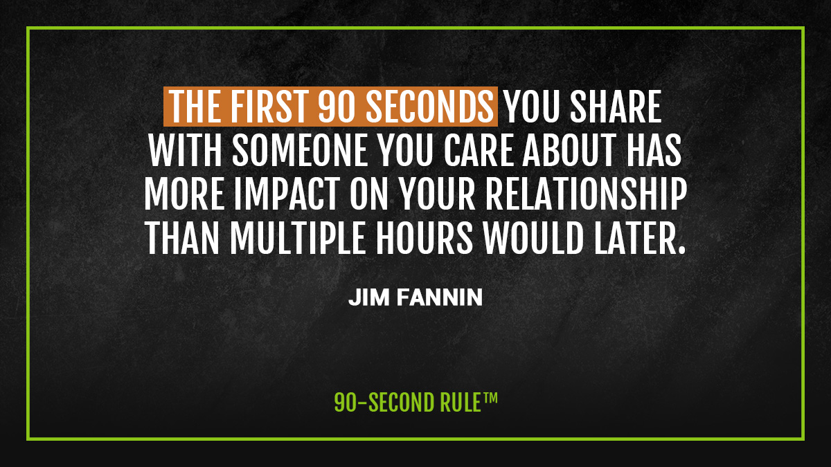 ZoneCoach_'s tweet photo. The first 90-seconds you have with your loved one can either make or break your relationship.
Make sure those first interactions count so that your relationships can flourish.
Learn more about my 90-second rule at https://t.co/ZawarD7n54!
#jimfannin #90secondrule https://t.co/uGwNVzb7Lu