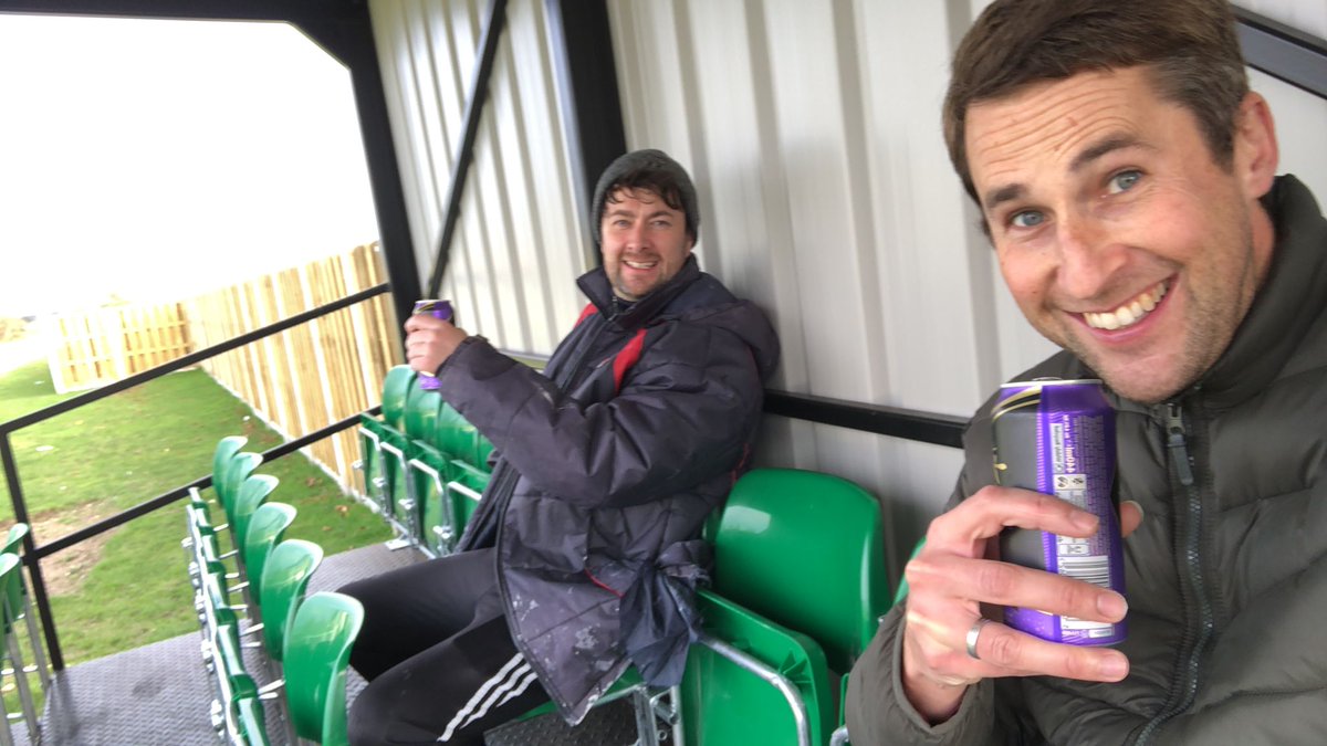 AllscottHeathFC's tweet photo. 🟢⚪🟢The Harry Hall Stand 🟢⚪🟢
Our Chairman @tford007 And Vice Chairman Keith Fletcher Enjoying A Well Earned Drink In The Harry Hall Stand After Helping Install It Today
#hh33
#anychance https://t.co/pYmxMQLSk5