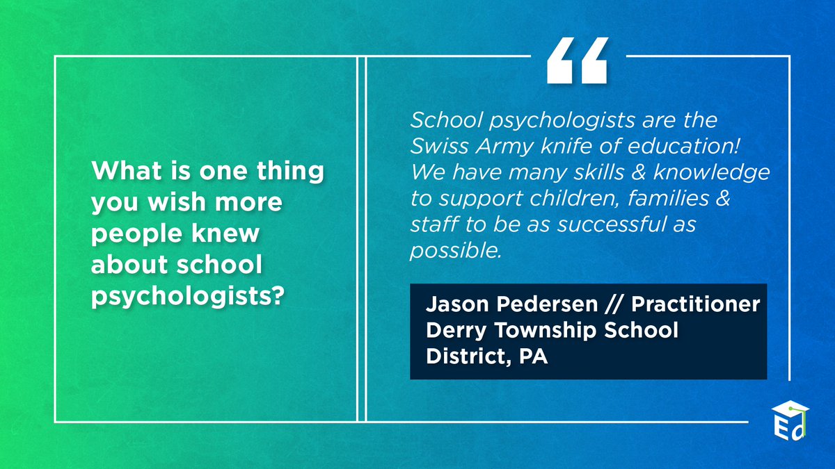 For #NationalSchoolPsychologyWeek, we asked practitioners at schools across the country: What’s one thing you wish more people knew about your job? 

Here’s what some of them shared about their work to support school communities &amp; students’ well-being. #SchoolPsychWeek