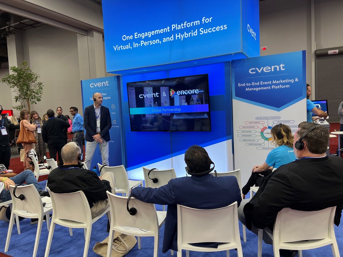 EncoreGlobal_'s tweet photo. #WeMetThere at #IMEX21 with our strategic partners, @Cvent and @Notified, bringing together our creative, production and technology solutions to make planning easier #eventprofs #virtualevents #hybridevents https://t.co/EAfHep8a8b