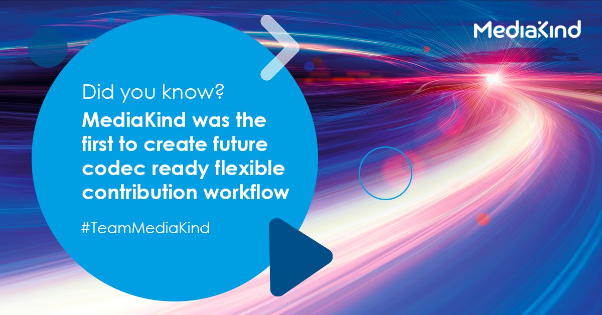 Media_Kind's tweet photo. MediaKind's next-generation software-based, #cloud-ready contribution encoder, coupled with #MediaKind's multi-codec professional #decoder, RX1, created a unique #videocontribution workflow!
Know more about #MediaKind: https://t.co/Ya9c2bWSqI
#Codec #flexibleworkflow https://t.co/0B3i8OF5YH