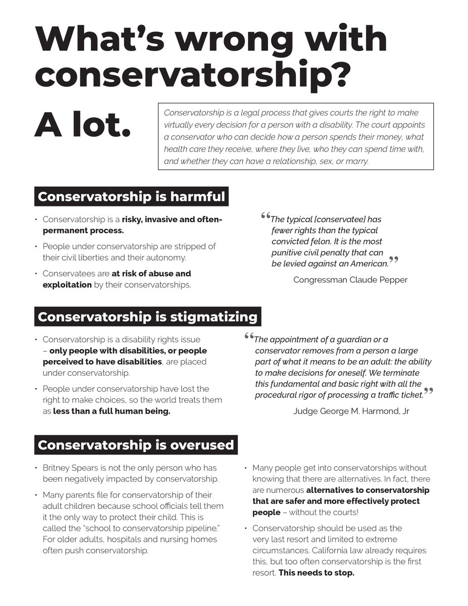 DisabilityVU's tweet photo. Conservatorship is a legal process that gives courts the right to make virtually every decision for a person with a disability. (2/?) https://t.co/xWu6mTao9X