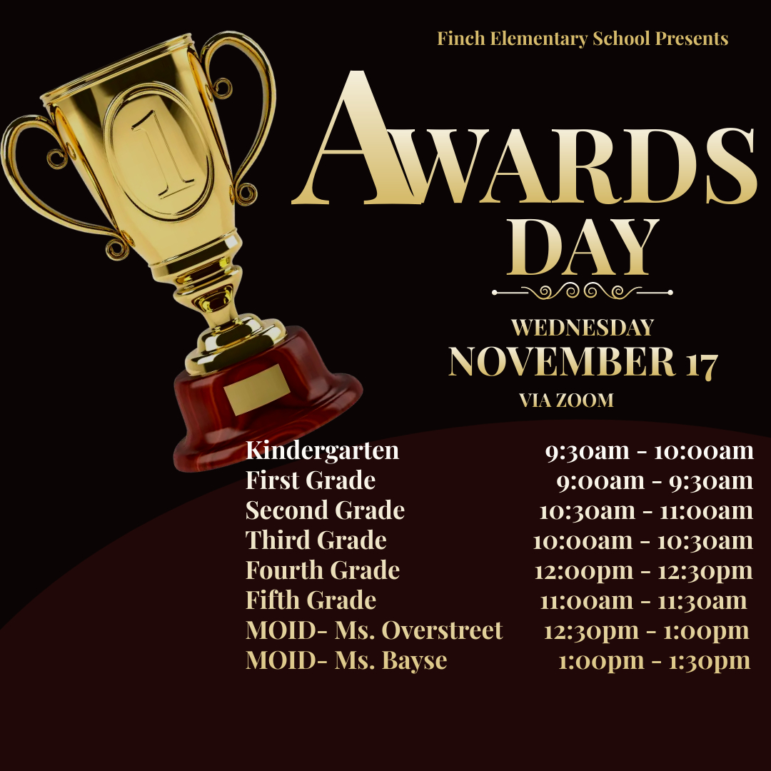 Attention <a href="/APSFinchEagles/">Finch ES</a>!  Please make plans to attend our First Quarter Awards Day Program.  This event will be held virtually.  Please contact your child's teacher for Zoom information. <a href="/apsupdate/">ATL Public Schools</a> <a href="/GeraldBJohnson_/">Gerald B. Johnson</a> <a href="/_craigasimmons/">Craig Simmons, Ed. S.</a> @dacia_Lampkin <a href="/aketadwise/">Aketa Wise</a>