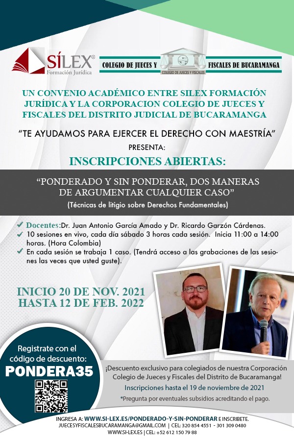 JuanAGAmado's tweet photo. El convenio de Sílex Formación y el Colegio de Jueces y Fiscales de Bucaramanga (Colombia) comienza a dar sus primeros y muy buenos frutos. https://t.co/9jxnG8t24Z