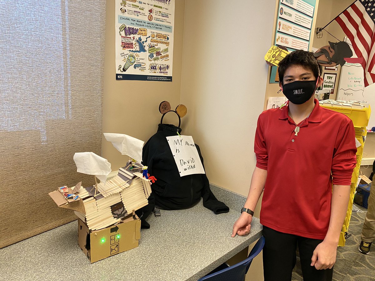 IT_with_HD's tweet photo. #ourbmsa 8th graders held our 2nd STEMinar gallery walk of the year. Here are more amazing #Disney robotics attractions with @microbit_edu and @birdbraintech robotics kits #oaisis https://t.co/gJYWm4eRGX