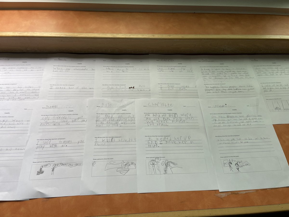 aimee_volk's tweet image. My students reflected when they felt empathy. “In 2nd grade, my friend was sad because a friend didn’t like her anymore. I get sad for my friend. One way I showed compassion was I told her how great she was and gave her a hug.” @EVERFIK12 #SeeCareDo #CompassionChallenge