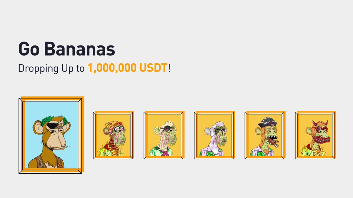 Who wants to #GoBananas with Bybit? 🍌

Featuring a $1,000,000 USDT prize pool and the chance to win one of six <a href="/BoredApeYC/">Bored Ape Yacht Club 🍌</a> and Mutant Ape Yacht Club NFTs worth $500,000!🦍

Join now: go.bybit.com/e/0ZrBasWh8kb 📲