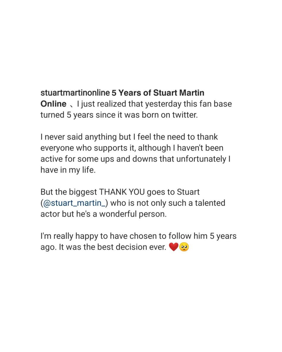 StuMartinOnline's tweet photo. 5 YEARS ❤️🥺 #StuartMartin https://t.co/zrogeboKFx