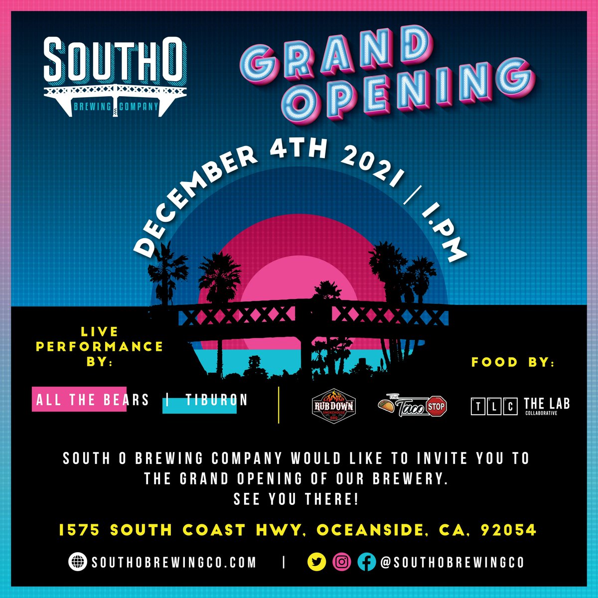 southobrewco's tweet image. We would like to announce our Grand Opening! See you in the 4th of December at 1pm #beer #oceanside #southobrewing #sandiego #brewery