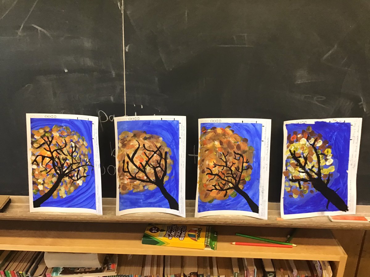 kristen_ortwein's tweet photo. Gr.4 Zess artists have worked steadily to complete their fall tree in the harvest moon artwork for our Home and School fundraiser. 🎨😃👏🏻@Panabaker_HWDSB #elementaryart #kidscancreate https://t.co/ERKM4LuyB2