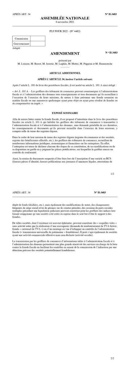 PLoiseau85's tweet photo. Très heureux de l'adoption de mon #amendement #PLF2022, permettant de #lutter contre les #sociétés potentiellement #frauduleuses. https://t.co/ZpjsGN8gbn