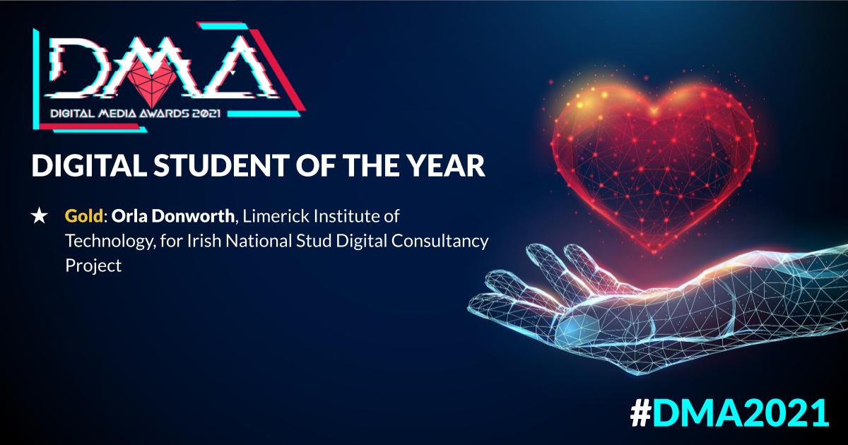 A huge congratulations to the 2021 Digital Student of the Year Orla Donworth from @LimerickIT! Well done Orla, what an achievement!

#DMA2021