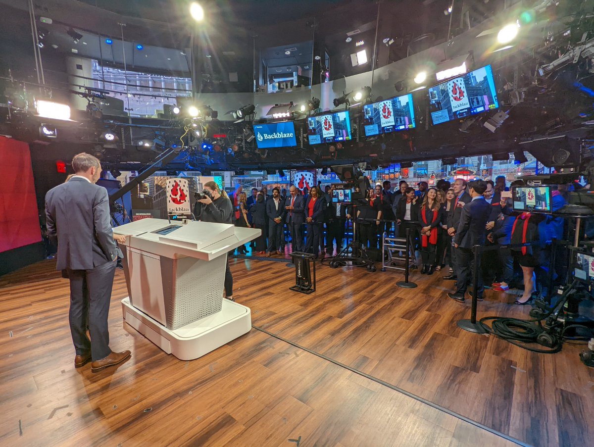 backblaze's tweet photo. Getting ready to close the day at @Nasdaq
#BackblazeIPO #BlazeOn 💪🔥 https://t.co/PgCj6m4Mit