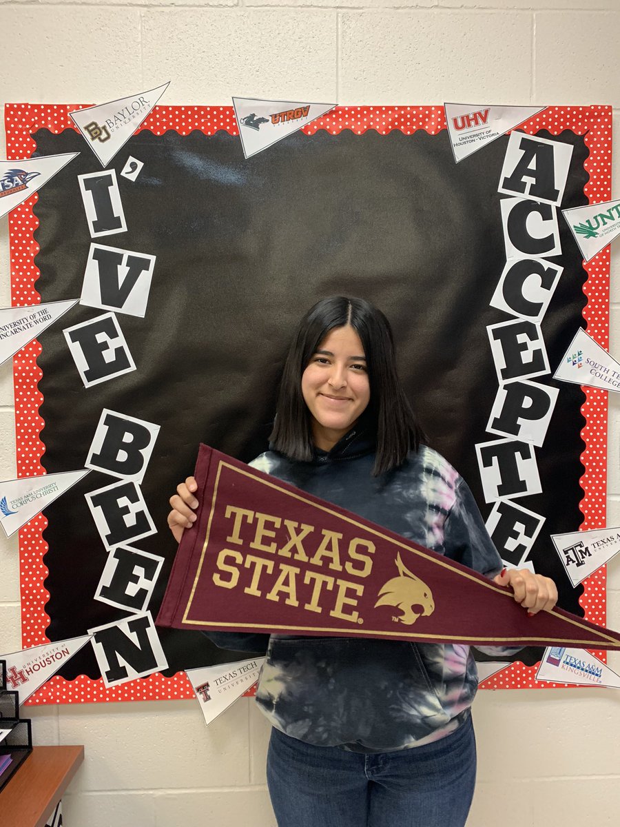 DB_GoCenter's tweet photo. Congratulations to Sarah Hernandez of @MySPHS for being accepted to @txst. https://t.co/7HYC5uEkNs