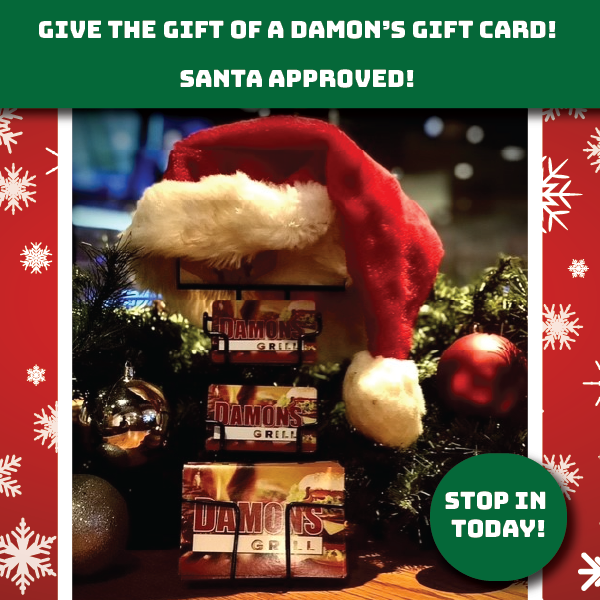 Damons_Hazleton's tweet photo. A Damon's gift card is always the right size! Stop in for yours today! https://t.co/WxpU5nfs7v
