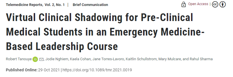 WCMEmergency's tweet photo. During the pandemic, our Healthcare Leadership and Management Scholars Program went virtual to allow medical students to safely shadow EM physicians. We recently published a paper, co-authored by two medical students from the program, on what we learned: https://t.co/2r7TUN30eE. https://t.co/TfISNbHuDw