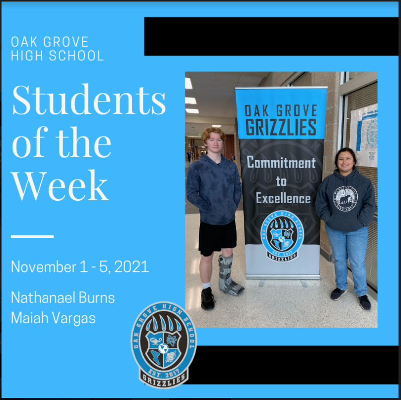 OakGroveHS's tweet photo. #GrizzlyPride for our most recent Grizzlies of the Week! Congrats &amp; thanks to these students not only on this positive recognition, but more importantly on HOW they represent themselves, our school, &amp; our community! @oakgroveden @OghsStuco #BeOG #BearDown #OGHSFamily https://t.co/4k6Ai9PjVU