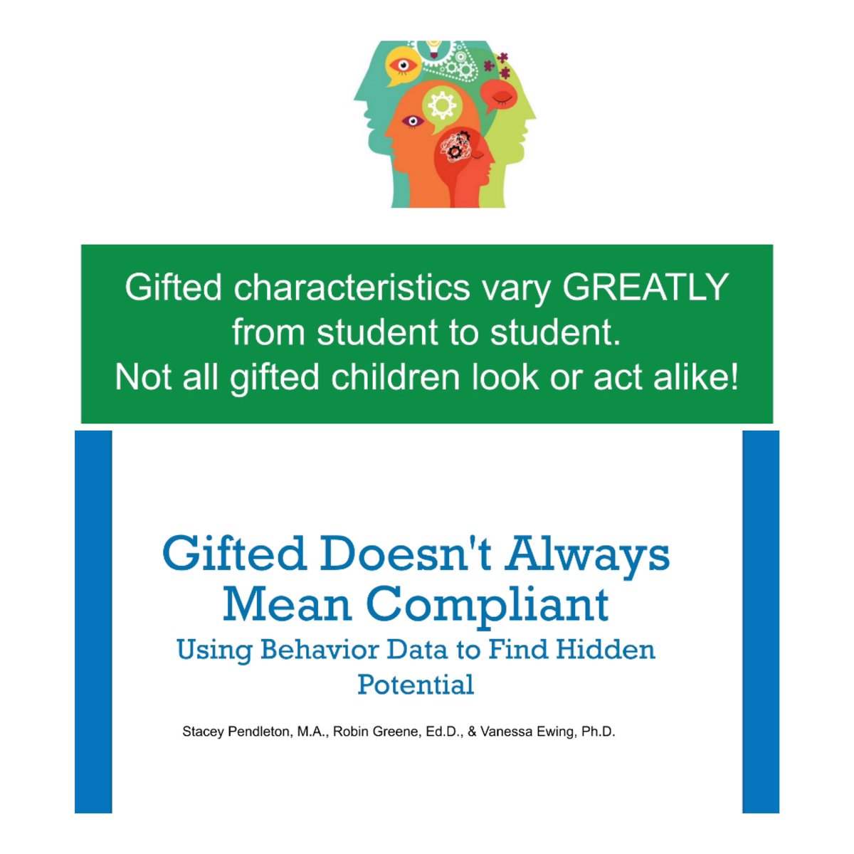 CharlaBracy's tweet photo. How one school district used behavioral data to find hidden potential in students. This district identified 29% of their behavioral challenged students as Gifted and Talented learners. ๐๐พ๐๐พ#Powerful #NAGC21 https://t.co/xpFdMCkQXM