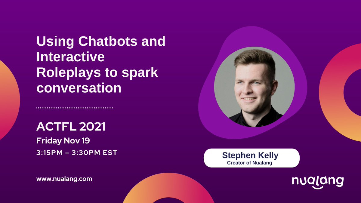 Language conversation practice… let's just say it's changed and we’ve had to adapt. Join Stephen and our chatbot Nualas at #ACTFL as they show you how to create custom roleplays to support student conversation practice. Learn more Nualang.com  
<a href="/actfl/">ACTFL</a> #langchat
