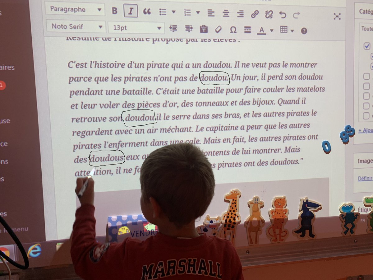 Dictée à l’adulte, langage oral autour du vécu de classe, et découverte de l’écrit.
La tenue d’un blog de classe est d’une telle richesse ! #cycle1 #langageoral #langageecrit
