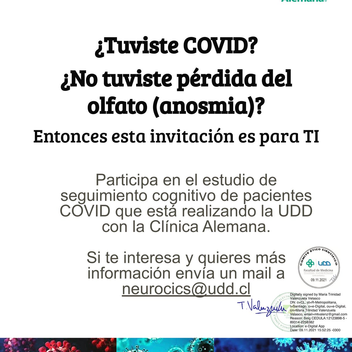 Ayúdanos a buscar pacientes recuperado de COVID que no hayan perdido el olfato para nuestros estudio fMRI - EEG
