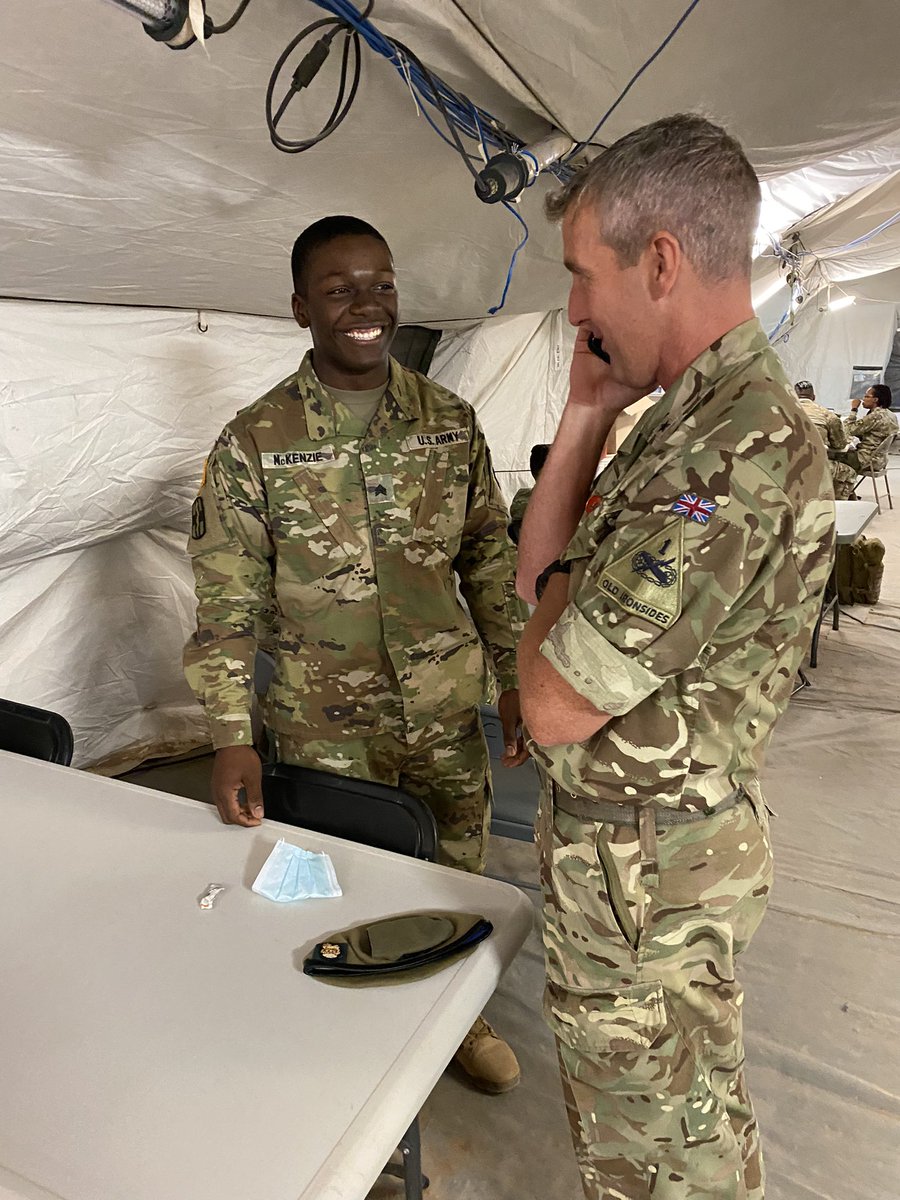BrigAndyCox's tweet photo. Recognizing SGT McKenzie for his outstanding medical leadership, engaging character and positive nature. Speaking to his Mum on the phone was a privilege. @FortBlissTexas @BritishArmyUSA @iiicorps_cg https://t.co/f08m3sLb7B
