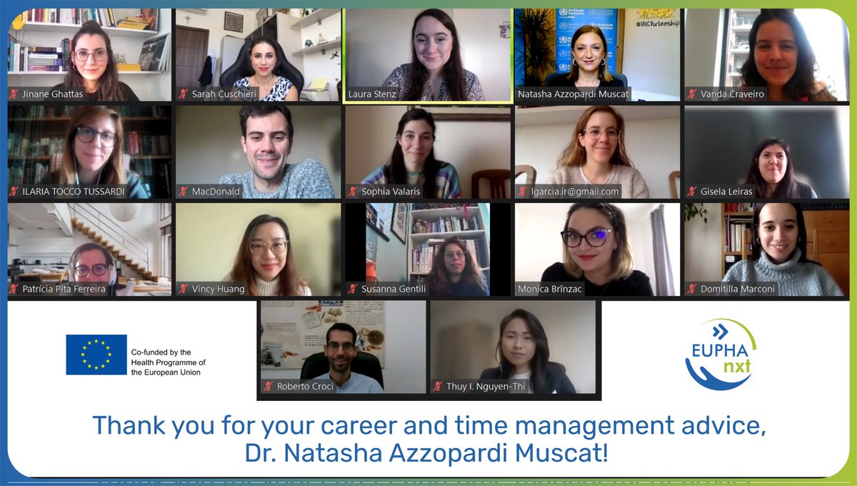 EUPHAnxt's tweet photo. Our #EPHFellows were very interested in @natasha_azzmus impressive work at WHO and wanted to know what work-life balance looks like for her.
#EUPHAatEPH2021 #EPH2021 #EPHFellow #Mentoring #EUPHAnxt @conormaccy @sarah_cuschieri @ppitaferreira https://t.co/RJgOcKJKLJ