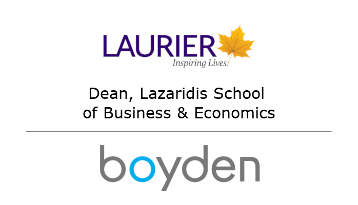 Boyden has partnered w/ <a href="/Laurier/">Wilfrid Laurier University</a> in the recruitment of a Dean, Lazaridis School of Business &amp; Economics. Learn more here >> boyden.ca/canada/opportu…