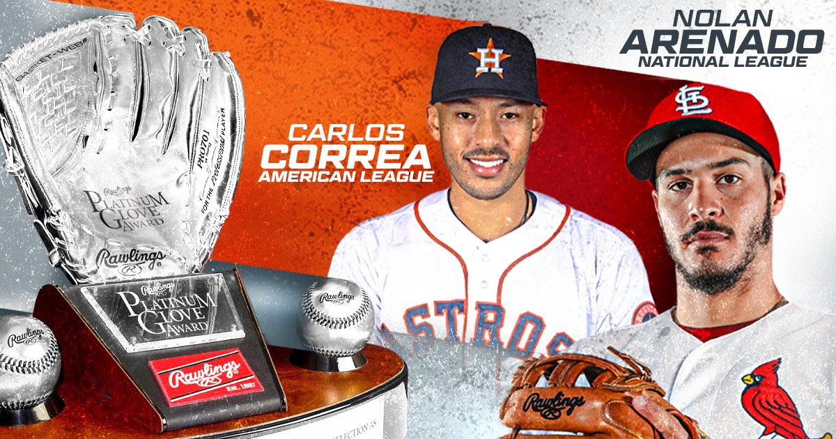 Rawlings Baseball on X: Your AL and NL Rawlings Platinum Glove Award  Winners: Carlos Correa and Nolan Arenado! #PlatinumGloveAward   / X