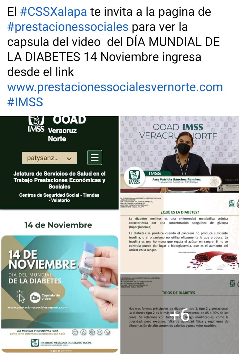 Patysanz10's tweet photo. #CSSXalapa #IMSS #PrestacionesSociales 
Día Mundial de la Diabetes 14 de Noviembre https://t.co/Q1PJdltnZ0