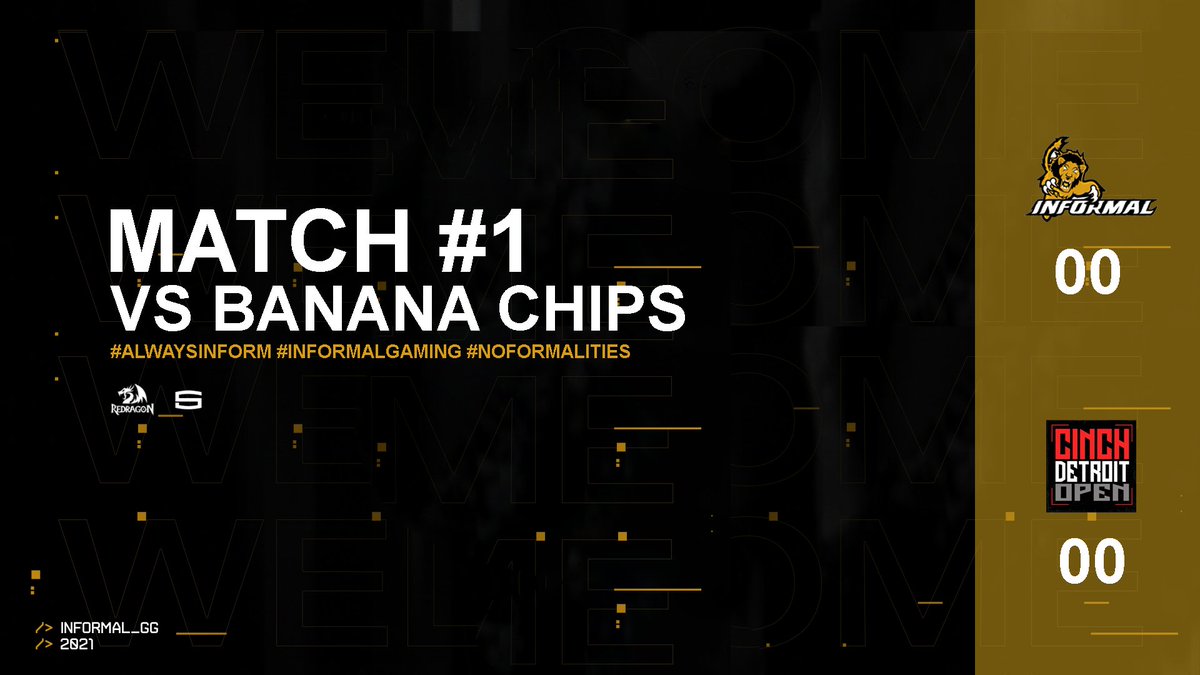 Informal_GG's tweet photo. It's game time, we'll be taking on "Banana Chips" in round #1 of the winners bracket at the #CinchDetroitOpen!
- https://t.co/rZ5HPCBc2l
#AlwaysInform #InformalGaming https://t.co/OZXRoLdFBR