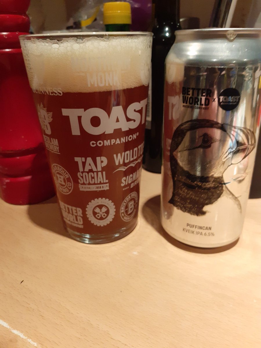 What a perfect Friday beer! No 10 for me from the <a href="/ToastAle/">Toast Brewing</a> companion box. Puffincan by @betterworldbrew This is a grown up beer! Glorious a fascinating. Full review at cornercottagekitchen.blogspot.com