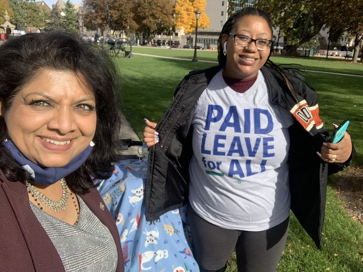 PadmaKuppaMI41's tweet photo. This week, I made it out of committee in time to join the #MITimeToCare rally on the Capitol steps to call for improvements to Michigan’s #paidleave laws. 🧵 https://t.co/3AWQHVO3hx