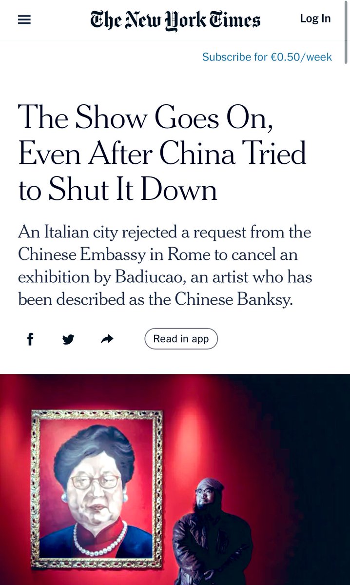 LauCastelletti's tweet photo. 2 volte in 10 giorni #Brescia sul @nytimes. Dopo la #VittoriaAlata l’occasione è la mostra di @badiucao al #museosantagiulia #cultura #dirittiumani #festivaldellapace @ComuneBs @BresciaMusei https://t.co/Wi6TcyWjhA