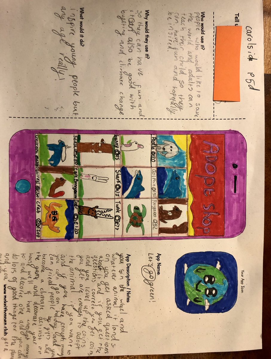 Carolside_PS's tweet photo. Climate Adventures and Let’s Go Green are Cop26 influenced app designs by Primary 5 as part of the @makeith_app_en competition. #Happathon https://t.co/dQ1i1ERXZF