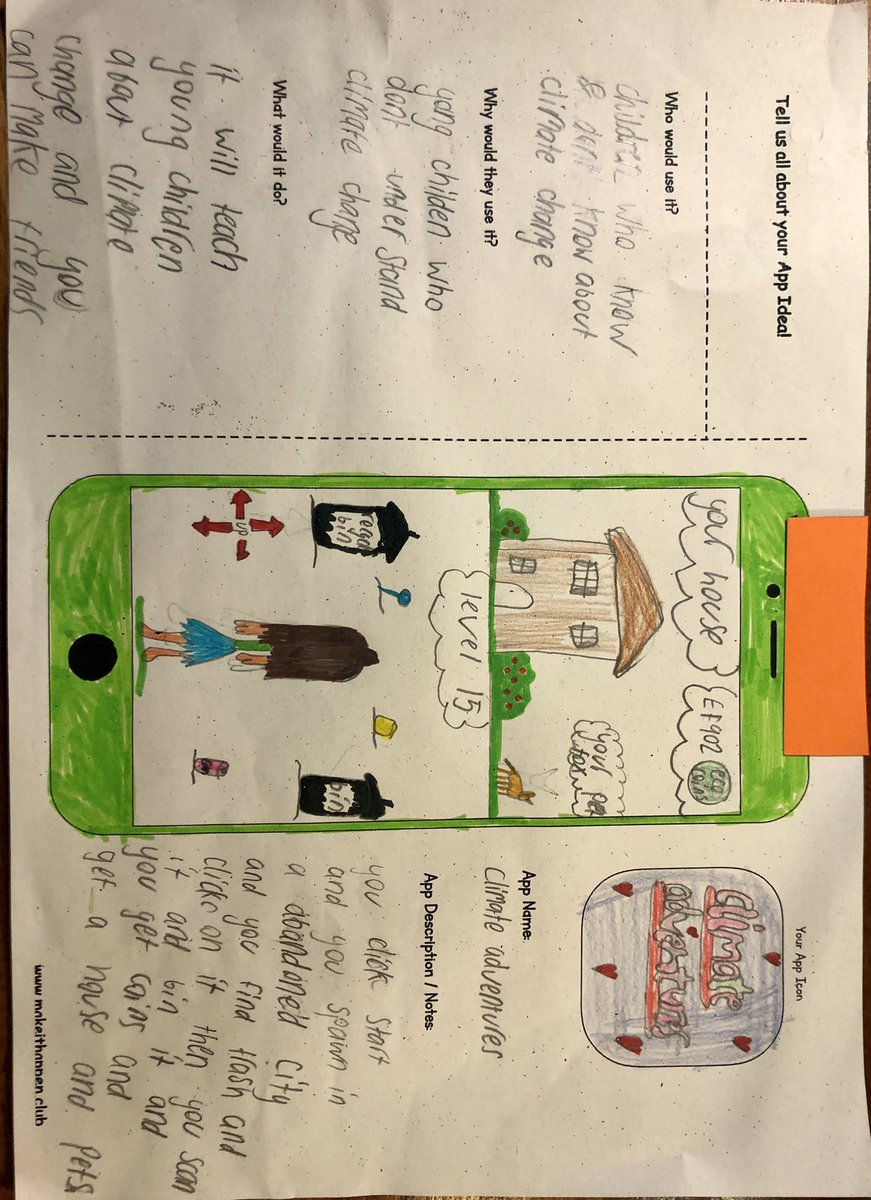 Carolside_PS's tweet photo. Climate Adventures and Let’s Go Green are Cop26 influenced app designs by Primary 5 as part of the @makeith_app_en competition. #Happathon https://t.co/dQ1i1ERXZF