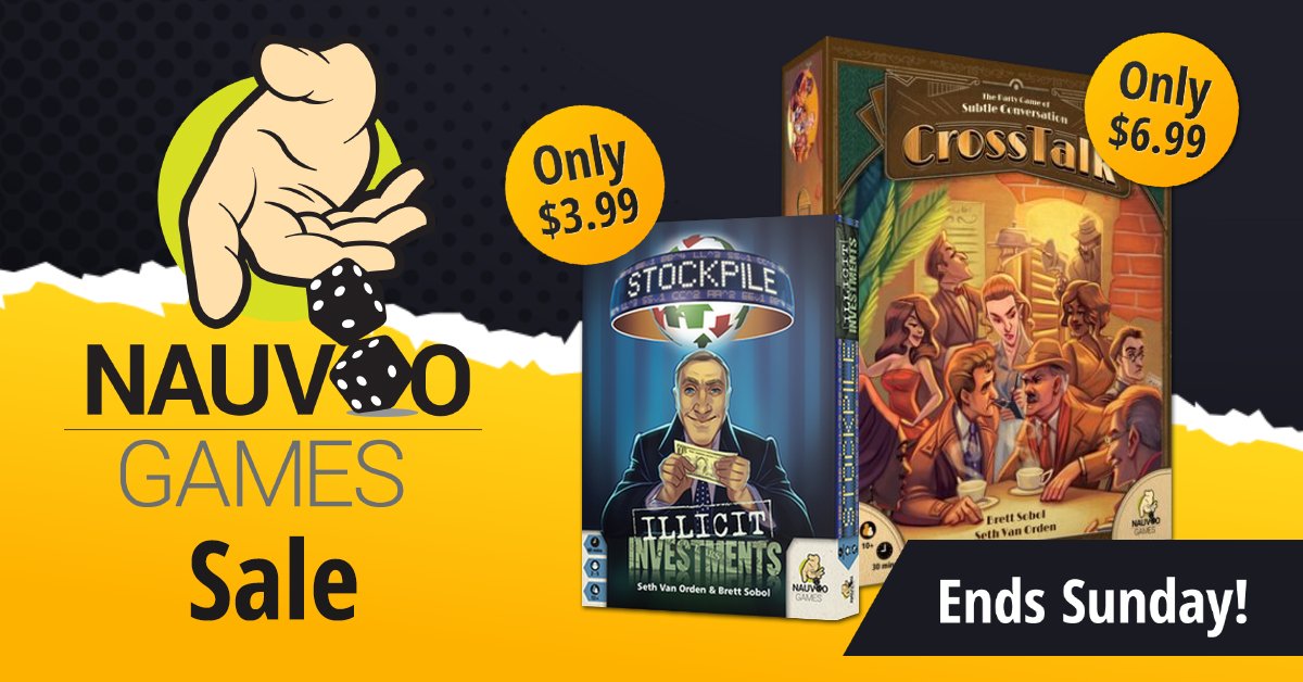 This week, we're running a special sale on <a href="/NauvooGames/">Nauvoo Games</a>'s Crosstalk and Stockpile: Illicit Investments! Get your hands on Crosstalk for $6.99 or the Illicit Investments Expansion for Stockpile for $3.99! Ends Sunday, November 21 at 11:59 PM EDT!

-bit.ly/3n9WIvM