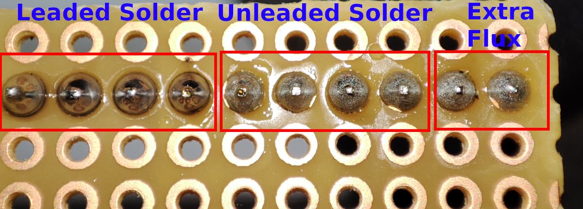 a_fester's tweet photo. Leaded #solder getting increasingly difficult to source. Did some tests in the #LabCorner with unleaded solder, results are not bad - pcb soldered at 350ยฐC, clamp at 380ยฐC; used an Ersa 0832SDLF tip. As reported by others, unleaded solder flows a bit worse https://t.co/i9RtMSxR93