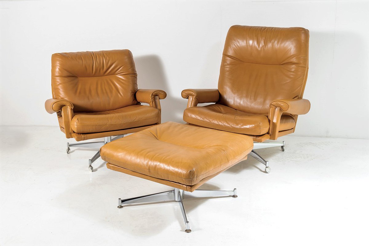 GreencoreGD's tweet photo. A pair of original, Howard Keith Tan Leather swivel chairs complete with matching footstool. 
https://t.co/lqprUPIK9C
 #retro #vintage #howardkeith #leather #tan #lounge #swivelchairs #chairs #interiordesign #Interiors #interiorinspiration #interiorstyling https://t.co/zunZhRZ5hK