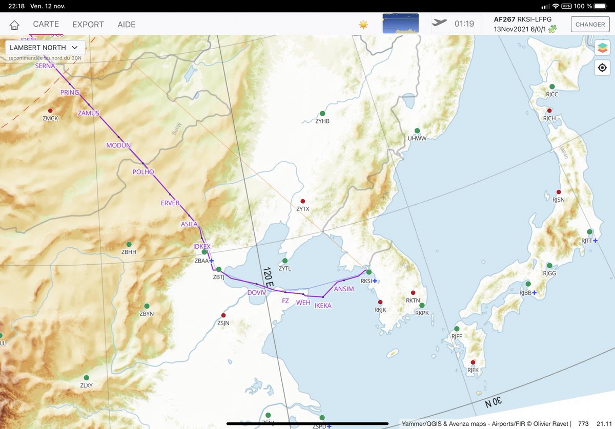 zepyaf's tweet photo. ah ben c’est mieux, une fois que le dispatcher s’est penché sur le vol ! Voilà une route optimisée ! Merci les collègues ! #AF267 https://t.co/TQ1sQdWArL